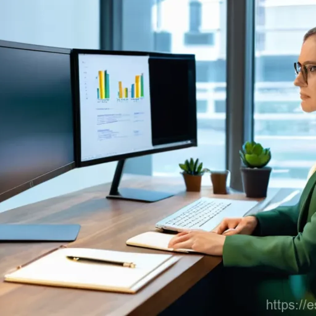 솔로프레너와 경쟁업체 분석 및 대응 - **Prompt:** A focused female solopreneur, approximately 30-35 years old, with her hair neatly tied b...