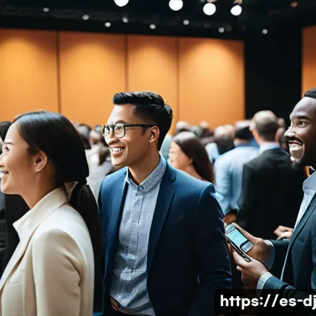 솔로프레너의 목표 달성을 위한 네트워킹 활용 - **Prompt 1: Dynamic Professional Conference Networking**
"A vibrant and bustling scene at a prof...