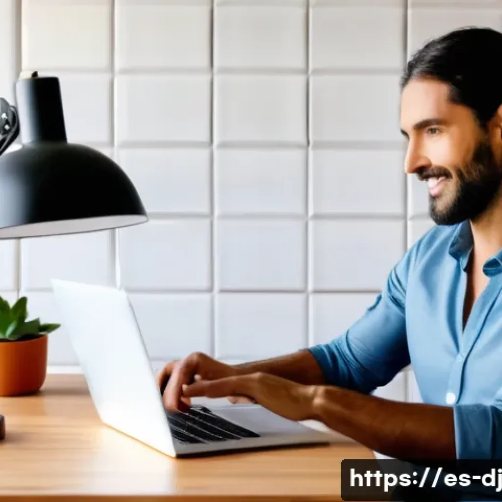 솔로프레너에게 필요한 멘토의 역할 - A professional Spanish solopreneur in a modern home office setting, engaging in a virtual mentoring ...