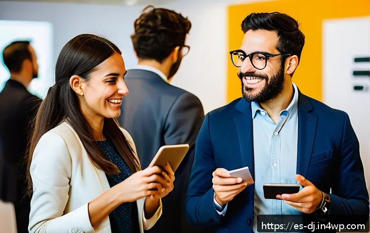 솔로프레너의 네트워크 확장을 위한 기법 - A professional networking event in a modern co-working space in Madrid, Spain, featuring diverse Spa...