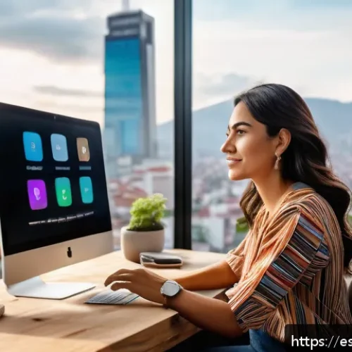 Home 30 솔로프레너 네트워크에서의 시장 동향 분석 - A focused solopreneur woman of Hispanic descent working from a cozy home office in Mexico City, surr...